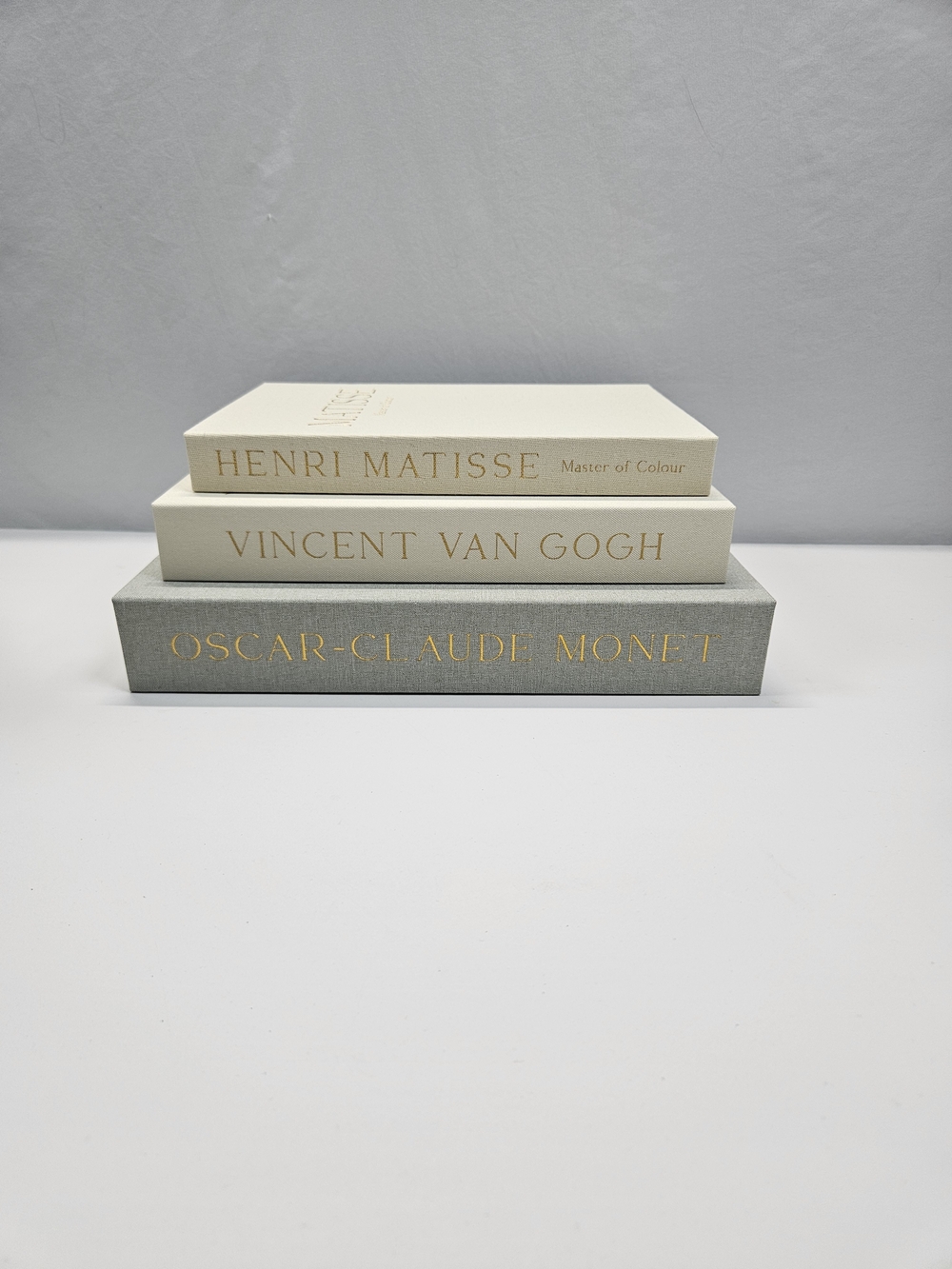 Linen Faux Decorative Books Storage Box Set 3 Matisse Van Gogh Monet Home Decor